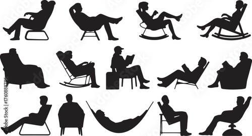 Silhouettes of People Relaxing in Chairs