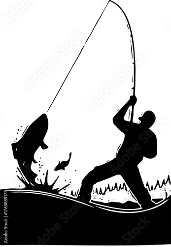 vector illustration of a fishing rod