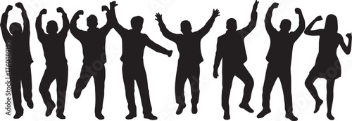 Silhouette of People Celebrating Success and Joy