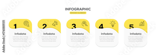 Business infographic template design icon 5 option or steps. Process diagram, Infographic elements vector illustration.