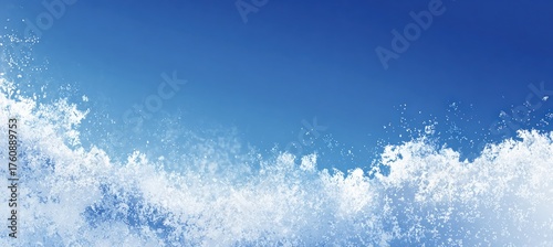 Ultra-Wide Icy Blue Gradient Banner with Drifting Snow and Clear Center for Headlines