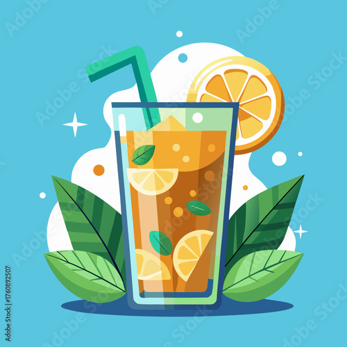 glass of juice with lemon