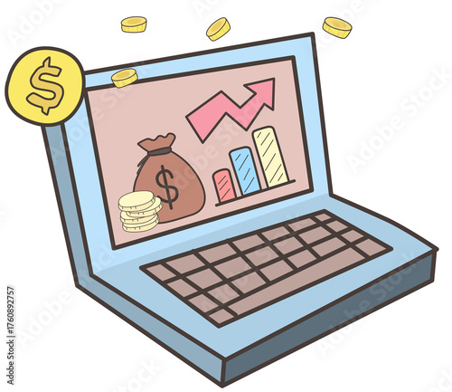 laptop with money