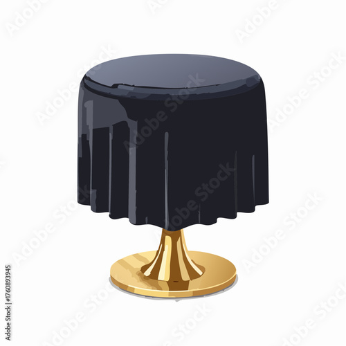 Schwarzer Samthocker mit goldener Basis