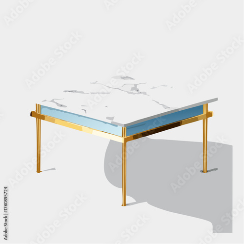 Marmor-Couchtisch mit Goldrahmen