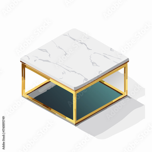 Marmor-Couchtisch mit Goldrahmen