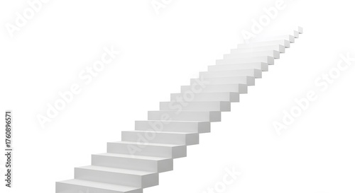 White Staircase Ascending Towards Brightness in Minimalist Studio Background