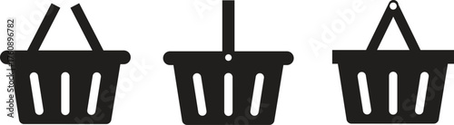 Shopping Basket Vector Icon Set. E-commerce Cart Symbol for Online Store, Retail, Purchase, and Buy Button Design.
