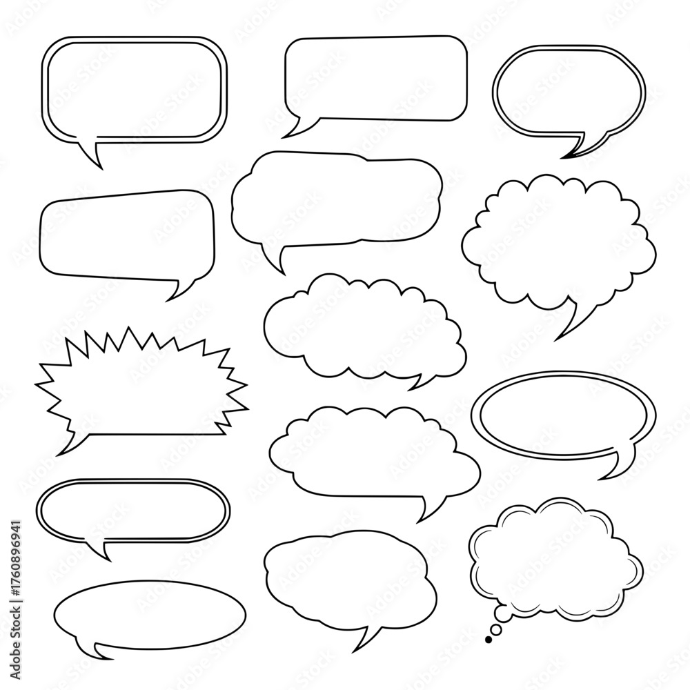 Obraz premium Set of Blank Speech Bubble Outlines