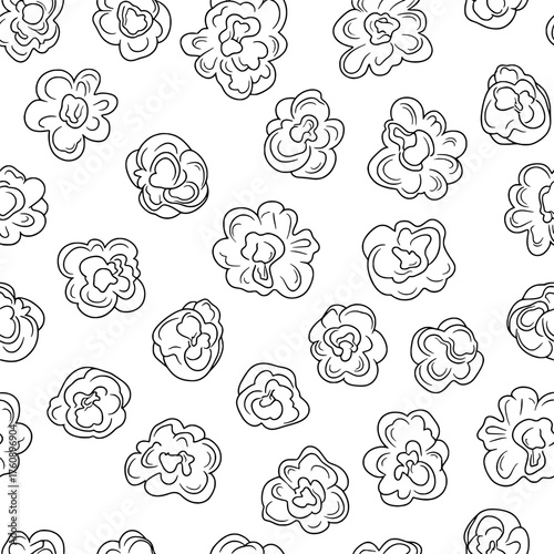 Popcorn pattern illustration in Black and White 