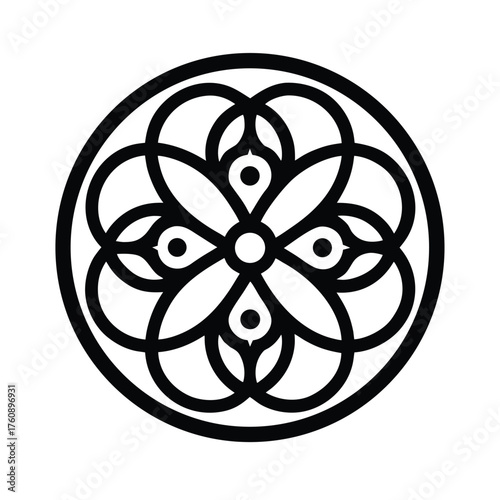 Intricate byzantine ornamental medallion with interlocking patterns