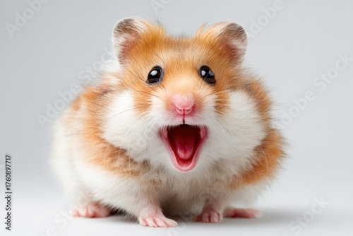 Fluffy hamster with wide ey...