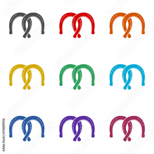 Two horse shoes  icon isolated on white background. Set icons colorful