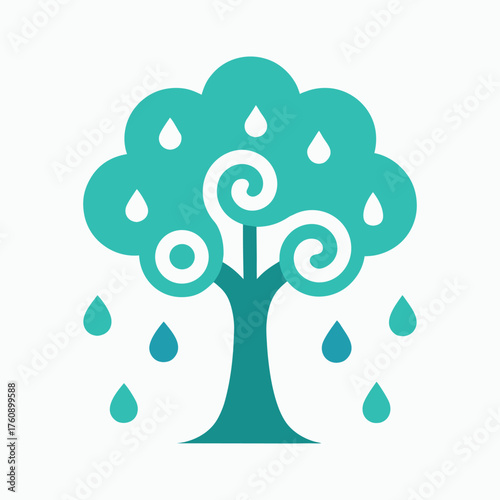tree liquid swirls and drops vector