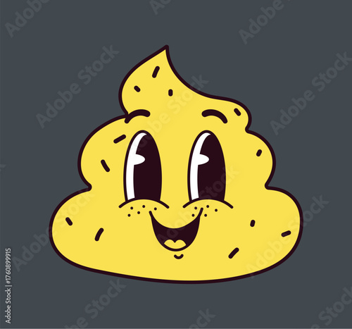 Happy poop colorful character vector flat cartoon graphic design element illustration