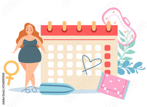 Menstrual calendar isolated concept. Vector flat graphic design illustration
