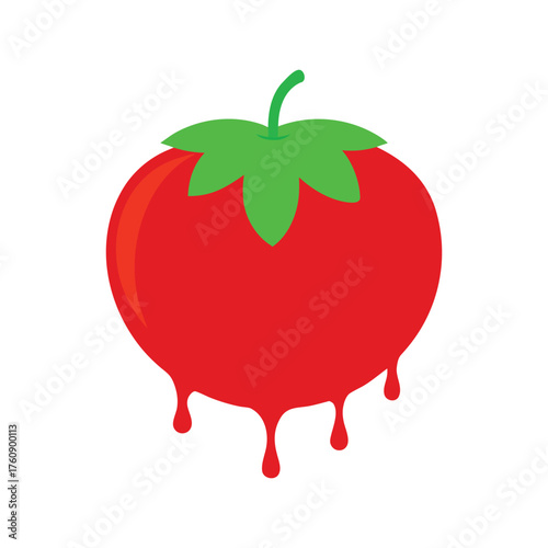 dripping red tomato vector art
