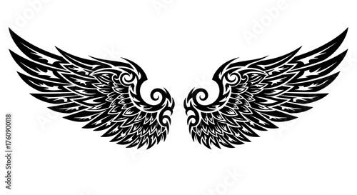 Tribal wings tattoo design vector illustration for print or tattoo shop and graphic design elements