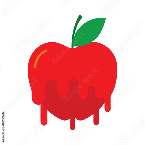 dripping red apple vector art