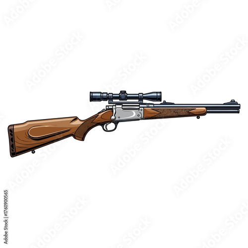 hunting rifle with wood stock and powerful long range scope