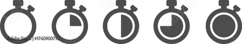 Stopwatch icons showing time progression from zero to full