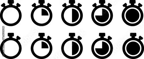 Stopwatch icons showing progress through time