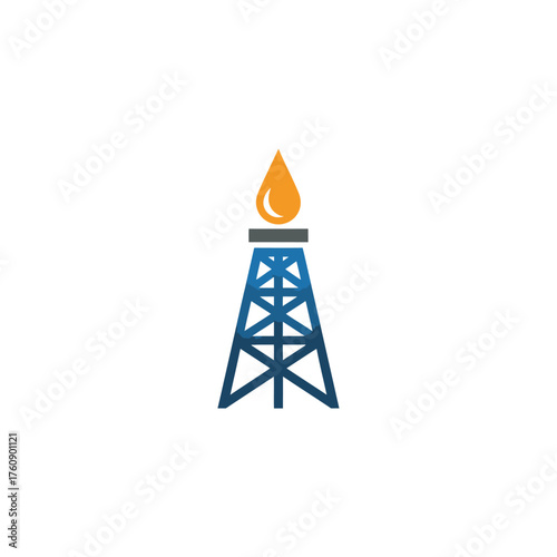 Oil Derrick Rig and Flame Drop: Energy, Gas, and Petroleum Industry