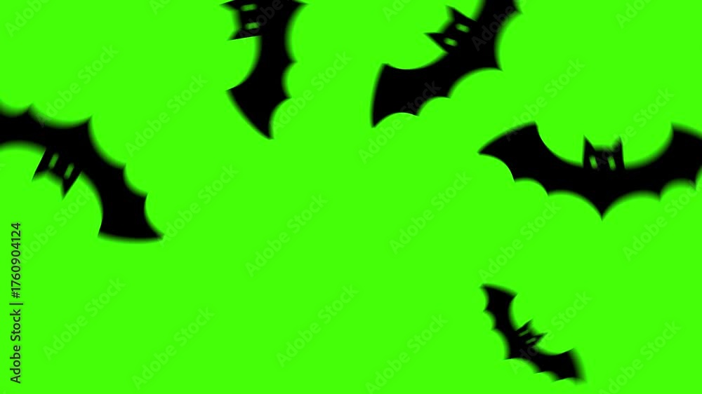 Animated bats fly past green screen, enabling creative Halloween transitions in your edits