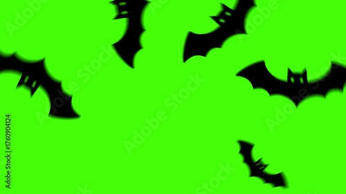 Animated bats fly past green screen, enabling creative Halloween transitions in your edits