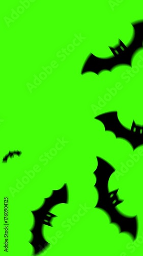 Black bats appear over chroma key green for spooky Halloween video transitions