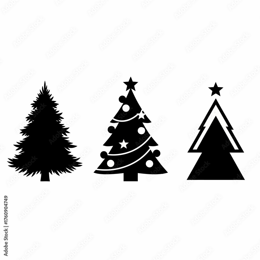 Obraz premium Christmas tree vector icon set