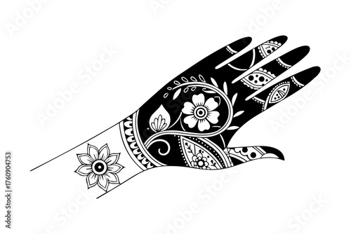henna design hand silhouette