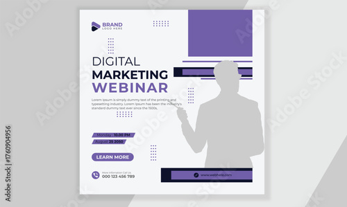 Social media Post design, Corporate Business digital marketing webinar social media post template