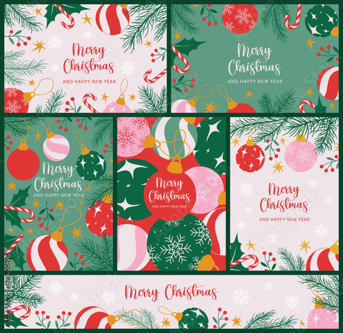 Colorful festive Christmas cards
