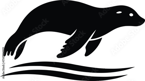 Vector illustration of a seal isolated on white background isolated on transparent background silhouette