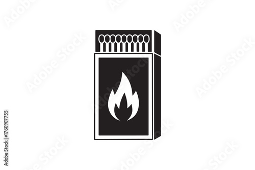 Matchbox With Flame Symbol Silhouette Open Box of Matches Black Icon