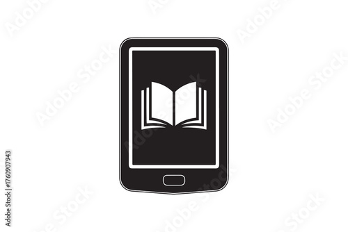Ereader Silhouette Icon Tablet with Open Book Outline