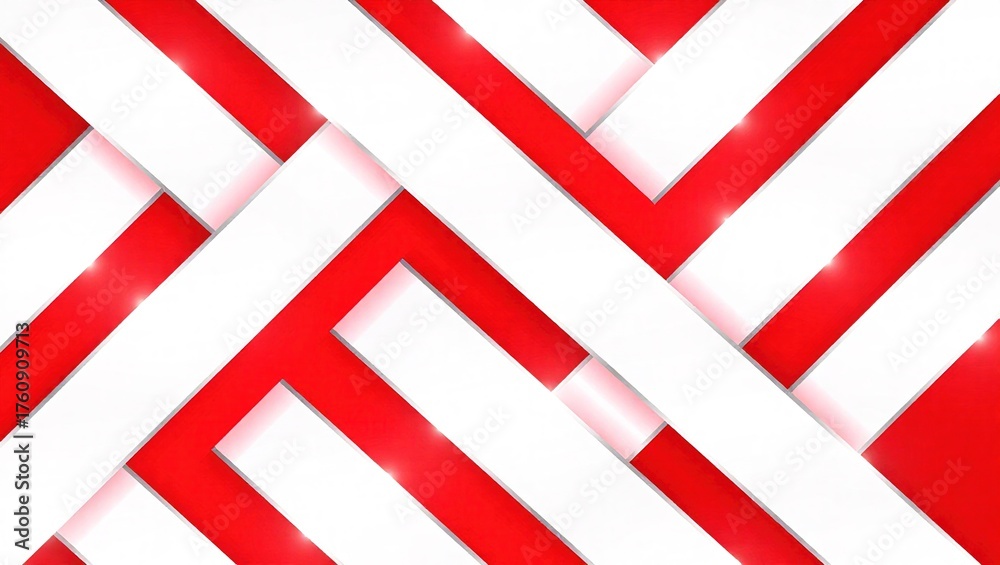 Obraz premium Dynamic Red and White Interwoven Pattern Background.