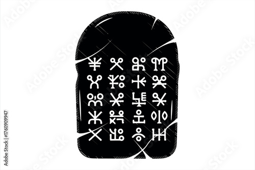 Mysterious Runes on Ancient Stone Tablet