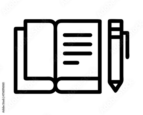 Open book and pen for writing and notetaking