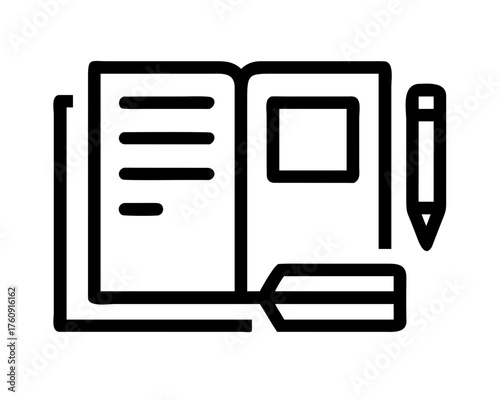 Open book with bookmark and pen for reading