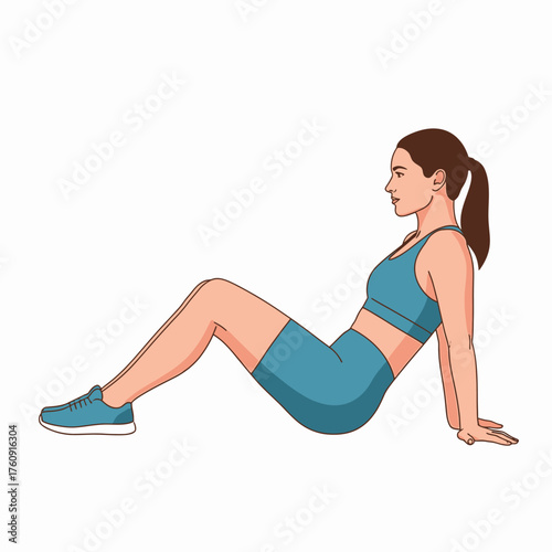 Fitness woman doing exercise, yoga pose, and workout to strengthen her core muscles at home or gym