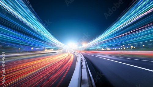 Wallpaper Mural abstract speeding car light trails on highway at night modern transportation and urban mobility Torontodigital.ca