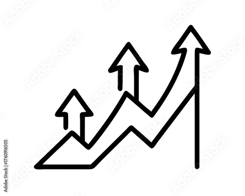 Line art illustration of a rising trend