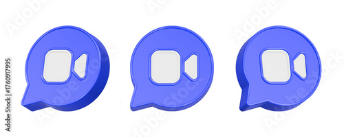 Obraz na płótnie 3d rendering design google meet icon in blue bubble frame
