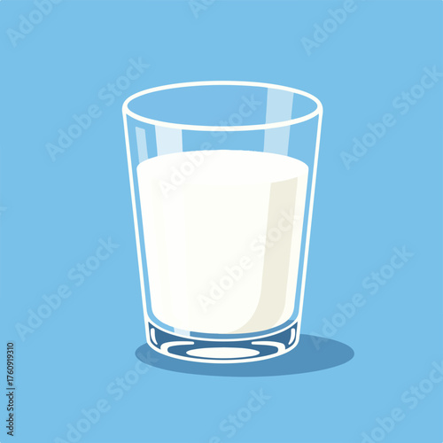 A refreshing glass of fresh, wholesome milk, a simple yet essential dairy beverage, perfect for health and daily nutrition in a clean, minimalist illustration
