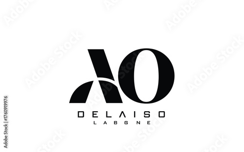 Modern negative space ao logo design featuring bold typography and geometric elements