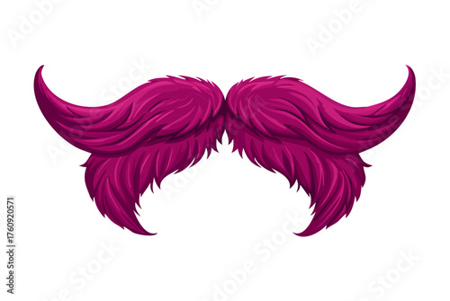 Detailed brown handlebar mustache and beard isolated on transparent background. Curly stylish beard with mustache isolated on white background. vector icon 