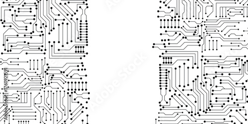 Circuit technology background with hi-tech digital data connection system and computer electronic design. copy space for text. 