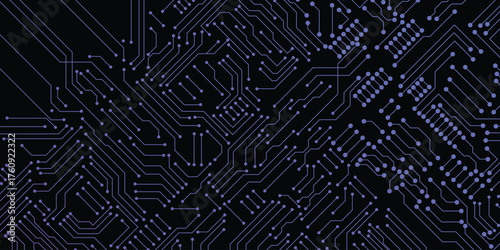 Circuit board abstract technology on black background stock illustration